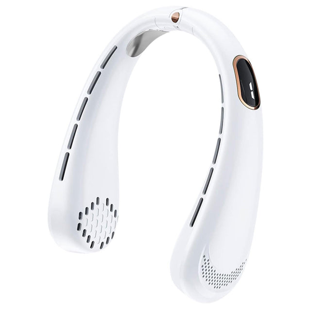 Techsuit Neck Fan (H6), Portable, USB, Rechargeable, Adjustable, Digital Display, 1200mAh, Alb