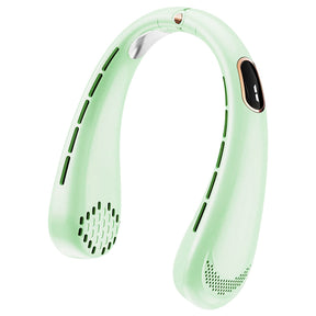 Techsuit Neck Fan (H6), Portable, USB, Rechargeable, Adjustable, Digital Display, 1200mAh, Verde