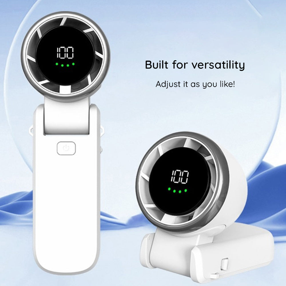 Techsuit Premium Mini Hand Fan (A9), with LED Digital Display, USB-C Rechargeable, 5 Wind Speeds, 5000mAh, Roz