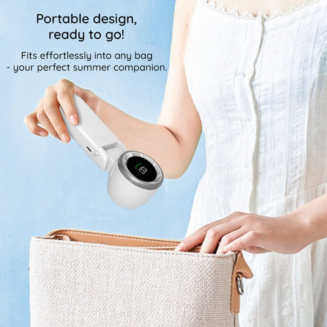 Techsuit Premium Mini Hand Fan (A9), with LED Digital Display, USB-C Rechargeable, 5 Wind Speeds, 5000mAh, Negru
