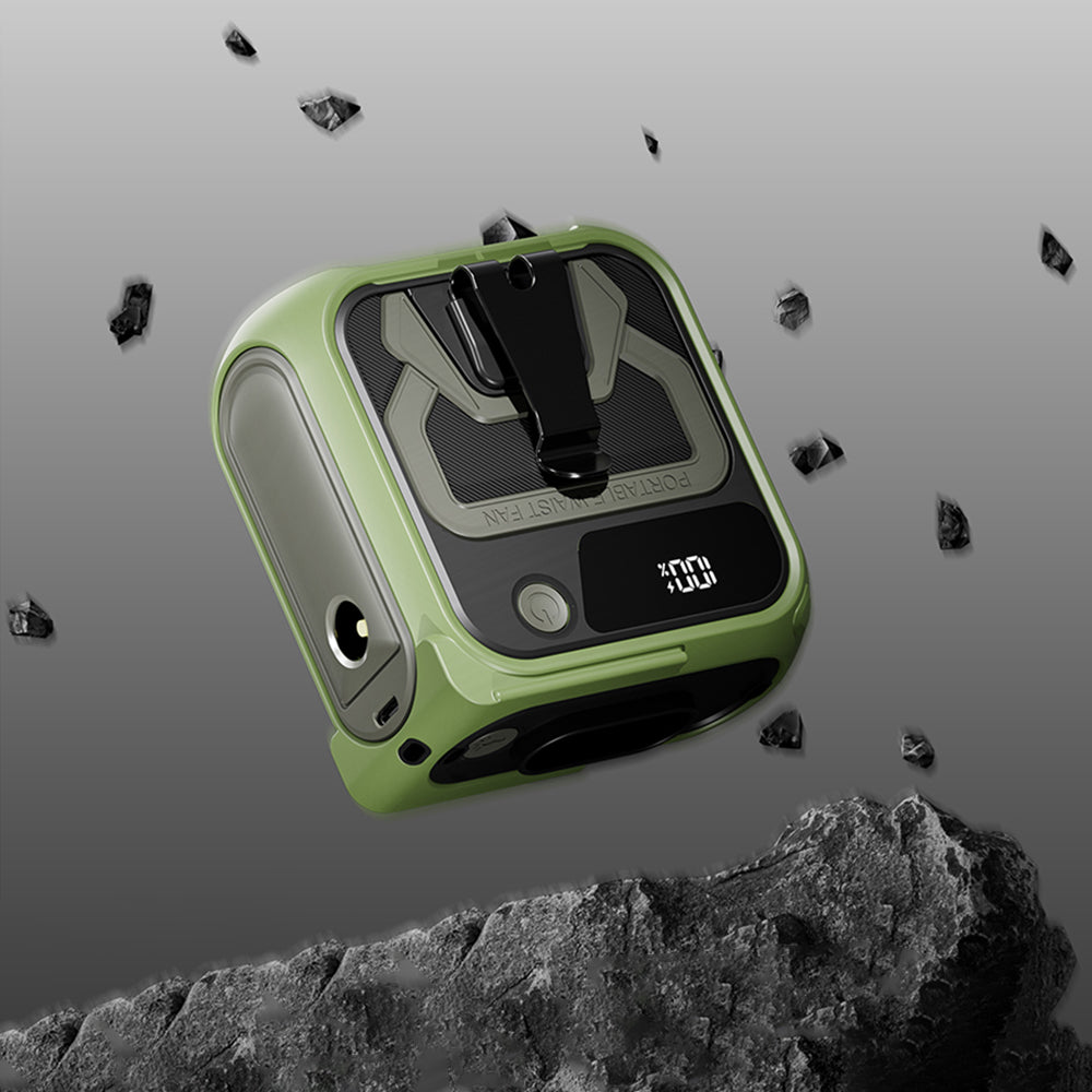 Techsuit Premium Portable Mini Fan (Z13), with Power Bank, Rechargeable, 5 Wind Speeds, Belt Buckle, 10000mAh, Portocaliu