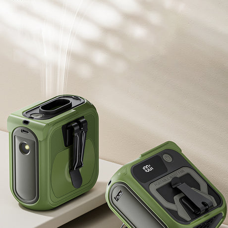 Techsuit Premium Portable Mini Fan (Z13), with Power Bank, Rechargeable, 5 Wind Speeds, Belt Buckle, 10000mAh, Gri