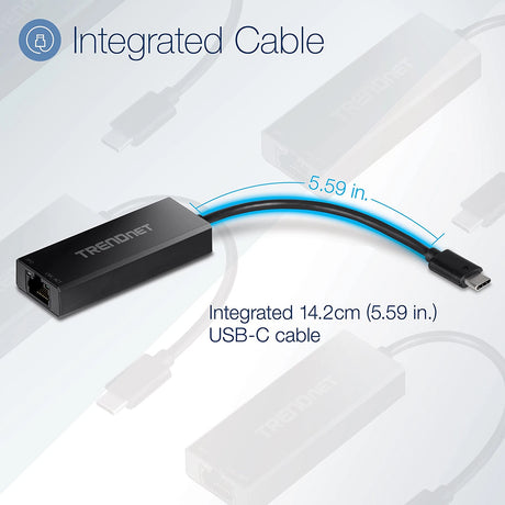 Adaptor Techsuit Ethernet Adapter NetLink (AC20), Type-C Male to RJ45 LAN Port Female, 100Mbps, ABS, Negru