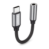 Adaptor Techsuit (set de 2) Premium Cable Adapter FuseXound (AC12), Type-C to 3.5mm Jack, 3A, DAC Chip, Plug and Play, Braid, Gri