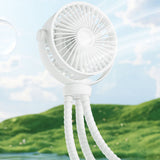 Techsuit Baby Stroller Fan (VP1), Portable, Four Speeds, 360° Flexible Tripod Clip, 4000mAh, Alb