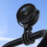 Techsuit Baby Stroller Fan (VP1), Portable, Four Speeds, 360° Flexible Tripod Clip, 4000mAh, Alb