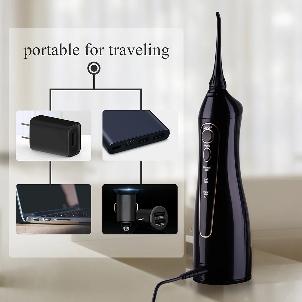 Bitvae Water Flosser (BV5020E), with 4x Standard, 1x Periodontal, 1x Orthodontic, 1x Tongue Nozzel, 300ml, 3 Modes, Alb