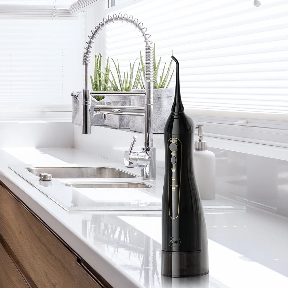Bitvae Water Flosser (BV5020E), with 4x Standard, 1x Periodontal, 1x Orthodontic, 1x Tongue Nozzel, 300ml, 3 Modes, Alb