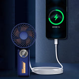 Techsuit Premium Mini Hand Fan (Z8), with LED Digital Display, USB-C Rechargeable, 3 Wind Speeds, 2A, 3600mAh, Alb