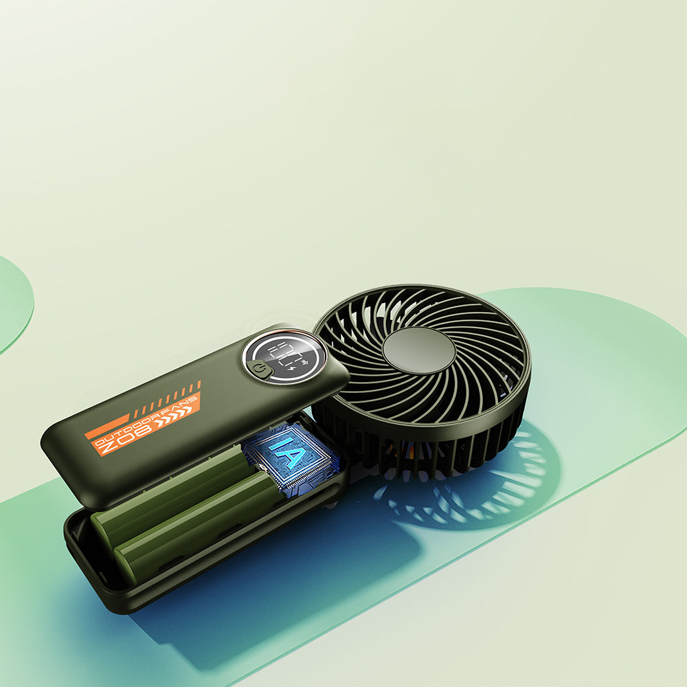 Techsuit Premium Mini Hand Fan (Z8), with LED Digital Display, USB-C Rechargeable, 3 Wind Speeds, 2A, 3600mAh, Alb