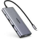 Hub/Dock Ugreen Docking Station CM639 (45520), Type-C to 3x Type-C, 2x USB-A, HDMI, VGA, RJ45, SD/TF Card, Jack 3.5mm, Gri