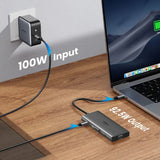 Hub/Dock Ugreen Docking Station CM639 (45520), Type-C to 3x Type-C, 2x USB-A, HDMI, VGA, RJ45, SD/TF Card, Jack 3.5mm, Gri
