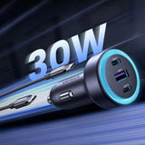 Incarcator Ugreen Car EC307 (45843), USB, 2x Type-C, 30W, Fast Charge, QC3.0, 22.5W, Negru