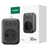 Incarcator Ugreen CD314 (90613), Outlet Extender, Fast Charge, 2x USB, Type-C, AC, 3680W, 13A, PD30W, 3A, QC4+, Negru