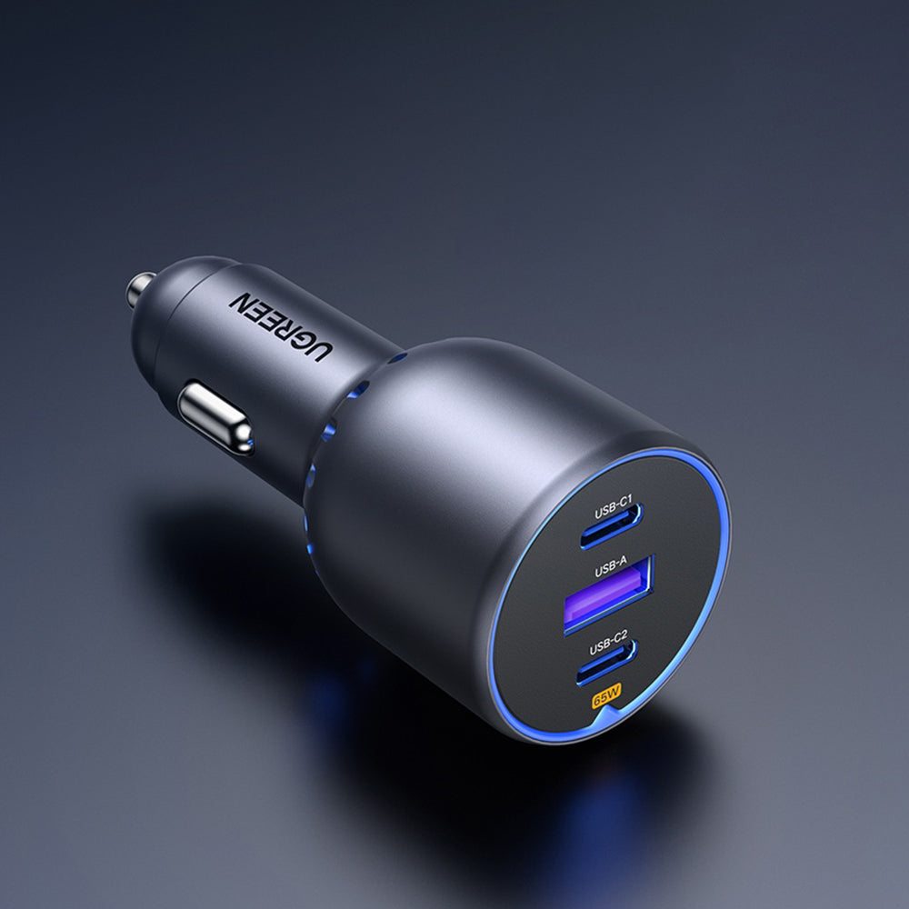 Incarcator Ugreen Car 3in1 EC703 (35024), Fast Charging, USB, 2x Type-C, USB, 75W, 3A, PD3.0, QC 3.0, Negru