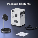 Incarcator Ugreen Wireless W710 (45382), MagSafe-Compatible, for iPhone, AirPods, with Type-C Cable, Qi2, 20W, Negru