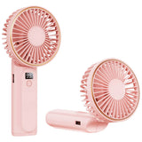 Techsuit Premium Mini Hand Fan (M12), with LED Digital Display, USB-C Rechargeable, 6 Wind Speeds, 5000mAh, Roz