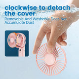 Techsuit Premium Mini Hand Fan (M12), with LED Digital Display, USB-C Rechargeable, 6 Wind Speeds, 5000mAh, Roz