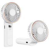 Techsuit Premium Mini Hand Fan (M12), with LED Digital Display, USB-C Rechargeable, 6 Wind Speeds, 5000mAh, Alb