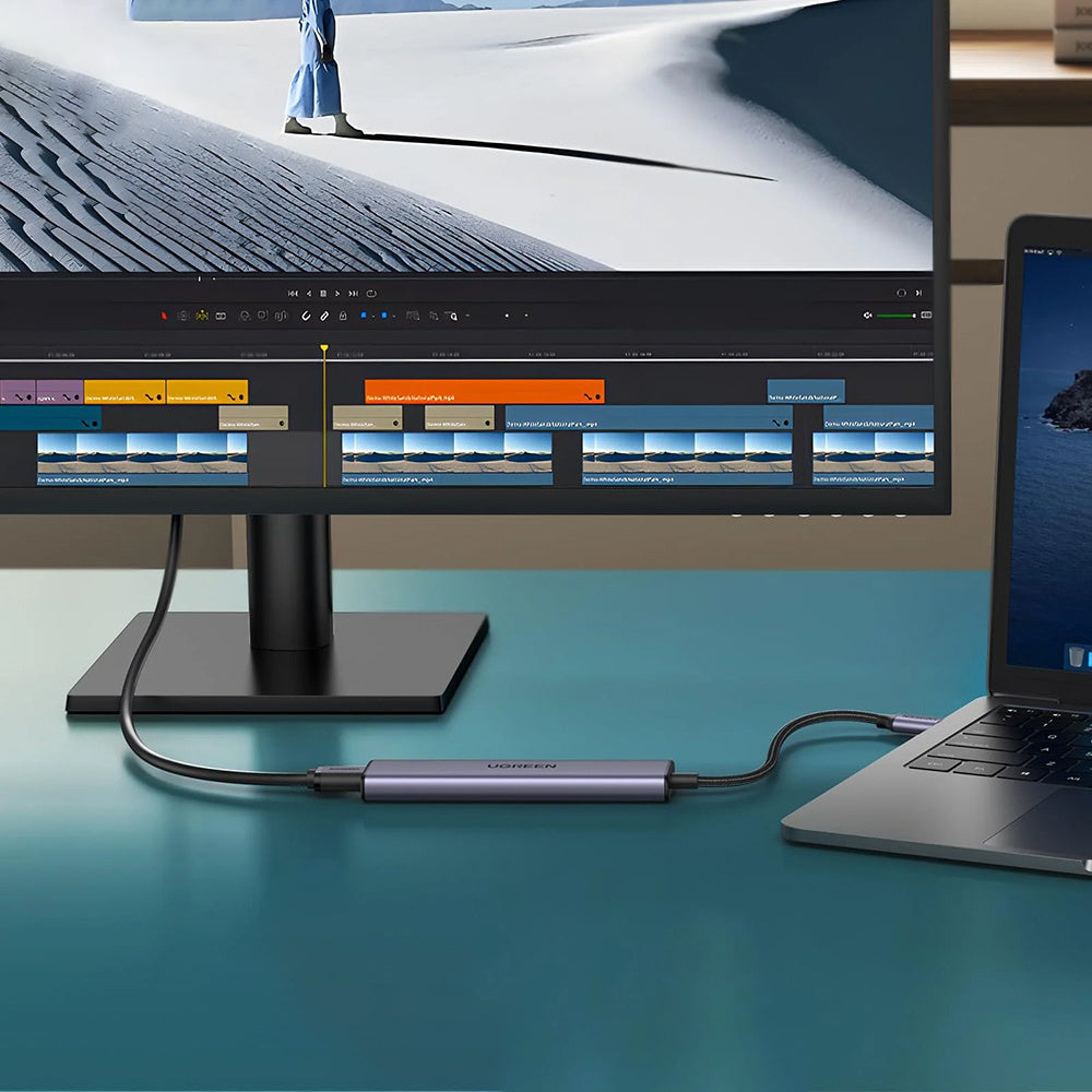 Hub/Dock Ugreen Docking Station CM478 (15495), Type-C to USB3.0, 2x USB2.0, HDMI 4K@30Hz, Type-C PD100W, 5Gbps, Ultra-Thin, Gri