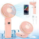 Techsuit Premium Mini Hand Fan (M12), with LED Digital Display, USB-C Rechargeable, 6 Wind Speeds, 5000mAh, Alb