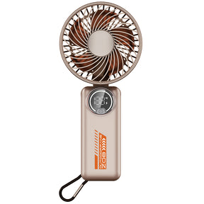 Techsuit Premium Mini Hand Fan (Z8), with LED Digital Display, USB-C Rechargeable, 3 Wind Speeds, 2A, 3600mAh, Bej