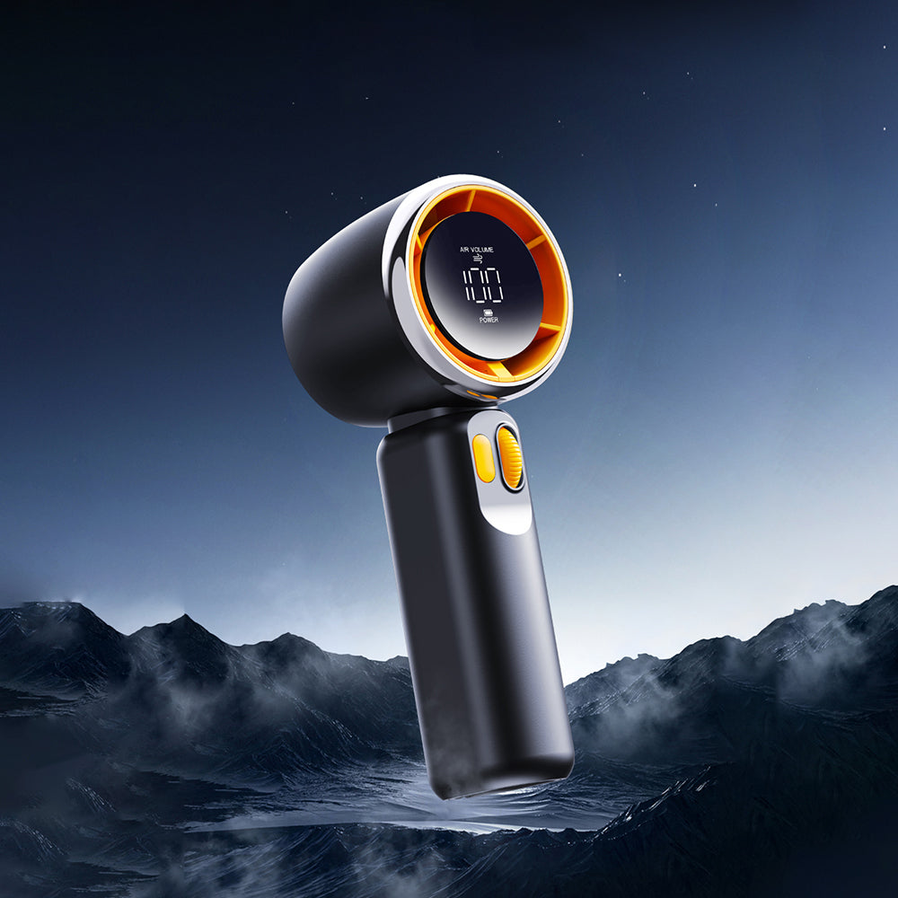 Techsuit Premium Portable Mini Fan (Z11), with LED Digital Display, USB-C Rechargeable, 100 Wind Speeds, Alb
