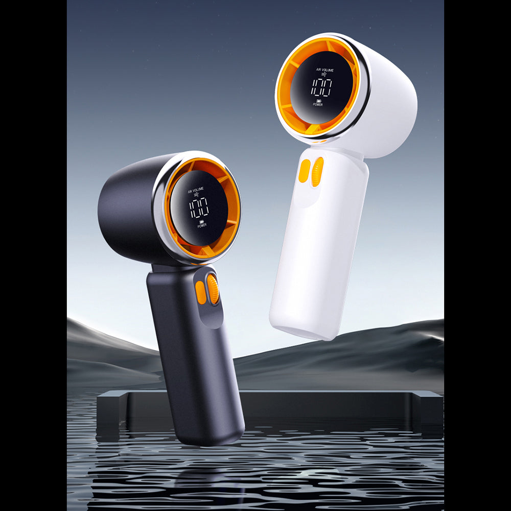 Techsuit Premium Portable Mini Fan (Z11), with LED Digital Display, USB-C Rechargeable, 100 Wind Speeds, Negru