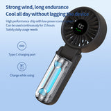 Techsuit Premium Mini Hand Fan (A10), with LED Digital Display, USB-C Rechargeable, 100 Wind Speeds, 5400RPM, Negru
