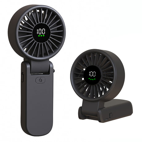 Techsuit Premium Mini Hand Fan (A10), with LED Digital Display, USB-C Rechargeable, 100 Wind Speeds, 5400RPM, Negru