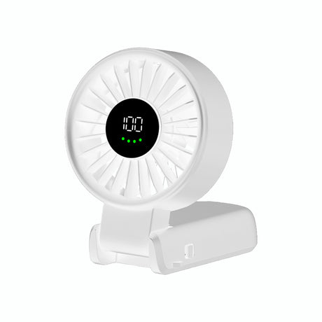 Techsuit Premium Mini Hand Fan (A10), with LED Digital Display, USB-C Rechargeable, 100 Wind Speeds, 5400RPM, Alb