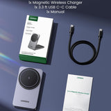 Incarcator Ugreen Wireless W528 (45055), 2in1, for iPhone, AirPods, MagSafe, USB-C, Foldable, 20W, 3A, Qi2- White