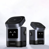 Incarcator Ugreen Wireless W709 (45775), 2in1, with Smart Display, Funny Emoji, for iPhone, AirPods, USB-C, 25W, Negru