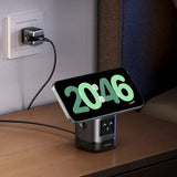 Incarcator Ugreen Wireless W709 (45775), 2in1, with Smart Display, Funny Emoji, for iPhone, AirPods, USB-C, 25W, Negru