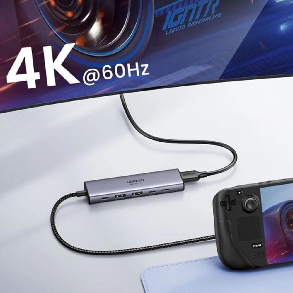 Hub/Dock Ugreen Docking Station CM511 (35999), Type-C to 2x USB3.2, 1x HDMI 4K@60Hz, 3x Type-C, PD100W, 10Gbps, Gri
