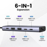 Hub/Dock Ugreen Docking Station CM511 (35999), Type-C to 2x USB3.2, 1x HDMI 4K@60Hz, 3x Type-C, PD100W, 10Gbps, Gri
