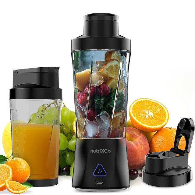Gadget Techsuit Premium Mini Portable Blender nutriXGo (BP1), with Type-C Cable, Rechargeable, 700ml, 20000rpm, 6000mAh, Negru