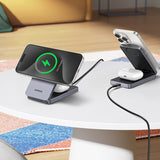 Incarcator Ugreen Wireless W706 (45023), MagSafe, 2in1, for iPhone, AirPods, USB-C Cable, 20W, 3A, Qi2, MPP, 1m, Gri
