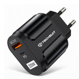 Incarcator Techsuit Premium (CHPD038), USB-A, QC 3.0, USB-C, 20W, Negru