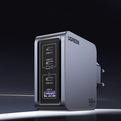 Incarcator Ugreen Nexode Pro X763 (25877), with Type-C Cable, GaN, Fast Charge, USB, 3x Type-C, 160W, 3A, 1.5m, Gri