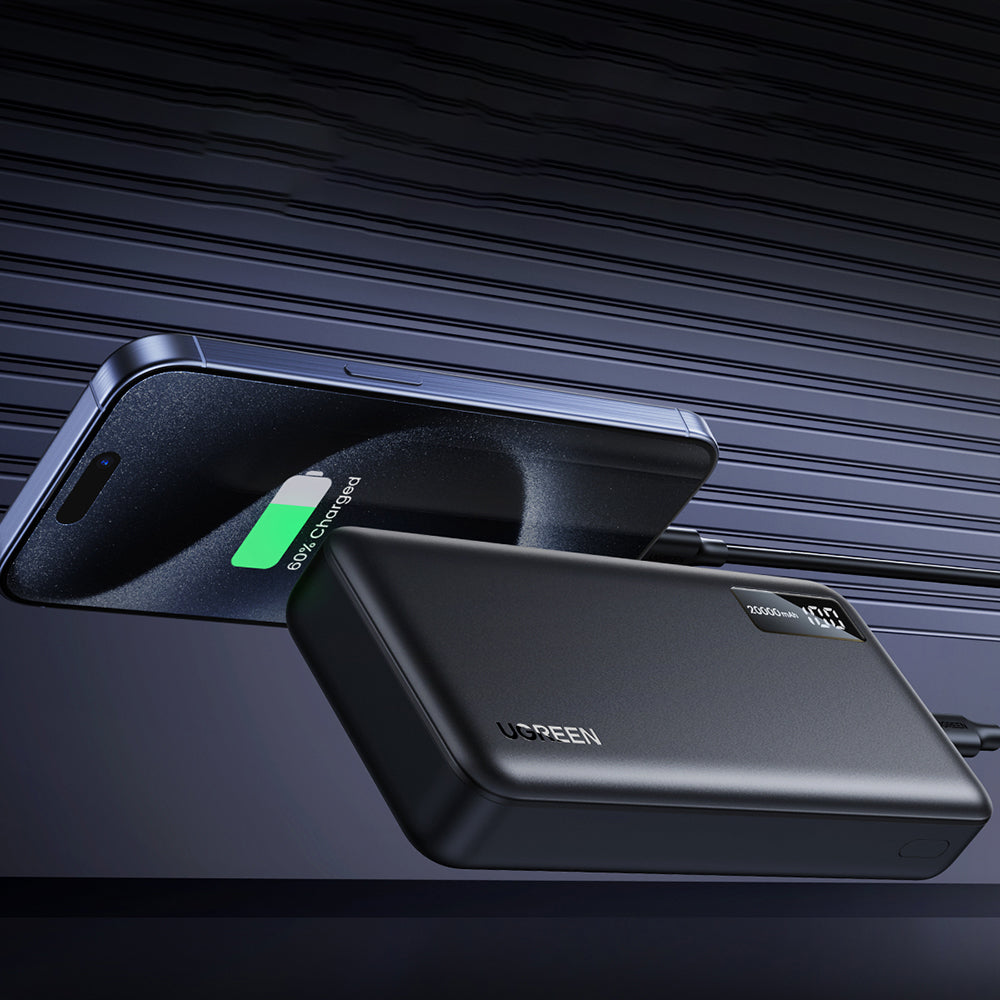 Baterie externa Ugreen PB312 (25683), Fast Charging, Digital Display, 20000mAh, 2x USB, 2x Type-C, PD3.0, 5V/3A, Negru