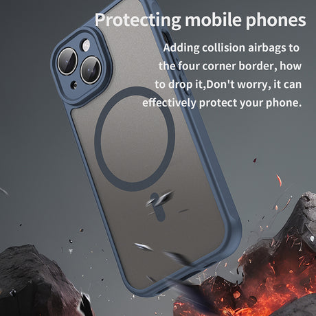 Husa de protectie Techsuit HaloFrost II MagSafe compatibil cu iPhone 15, Bleumarin