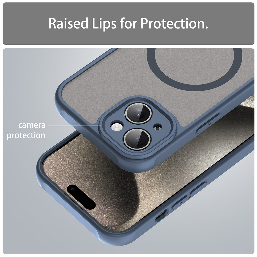 Husa de protectie Techsuit HaloFrost II MagSafe compatibil cu iPhone 15, Bleumarin