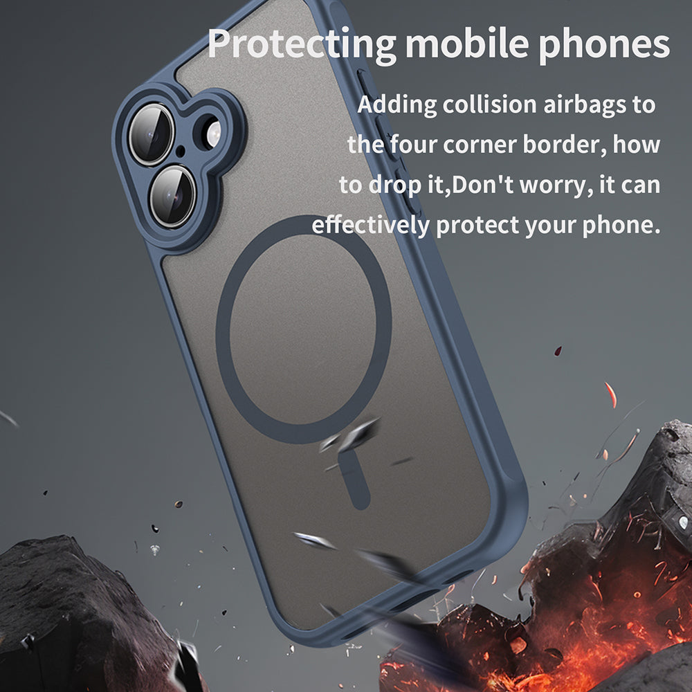 Husa de protectie Techsuit HaloFrost II MagSafe compatibil cu iPhone 16 Plus, Bleumarin