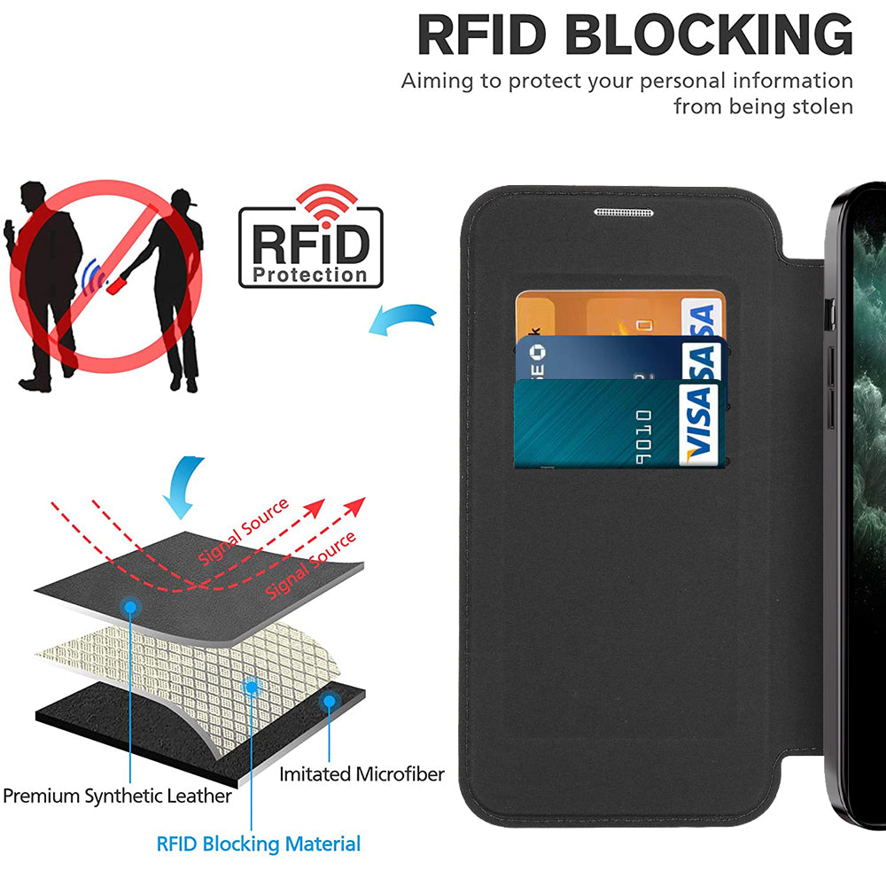 Husa de protectie Techsuit SmartMag Book compatibil cu iPhone 11 Pro Max, Maro
