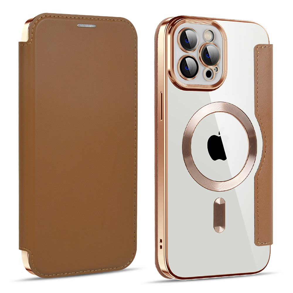 Husa de protectie Techsuit SmartMag Book compatibil cu iPhone 11 Pro Max, Maro