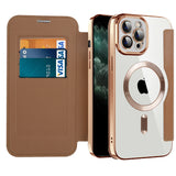Husa de protectie Techsuit SmartMag Book compatibil cu iPhone 11 Pro Max, Maro