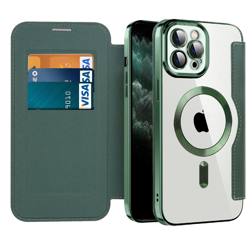 Husa de protectie Techsuit SmartMag Book compatibil cu iPhone 11 Pro Max, Verde