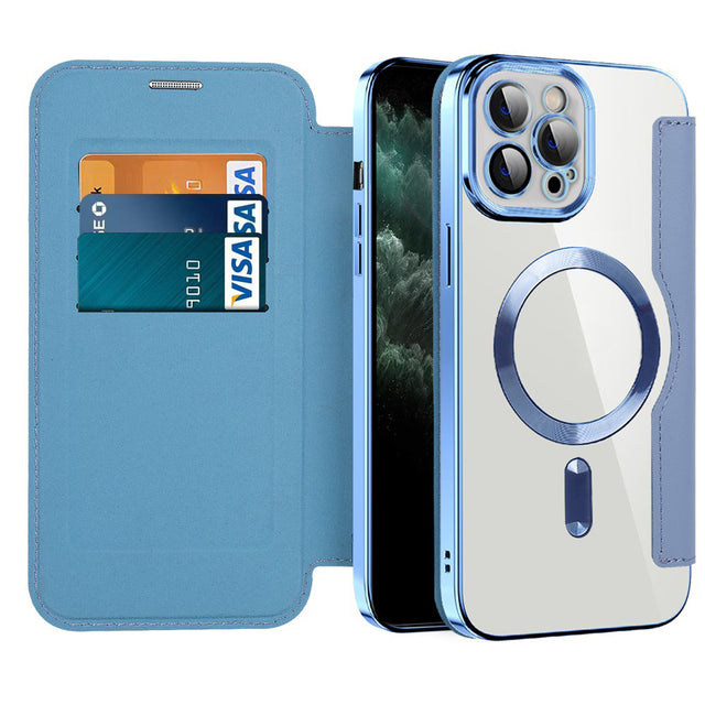 Husa de protectie Techsuit SmartMag Book compatibil cu iPhone 11 Pro Max, Albastru Deschis