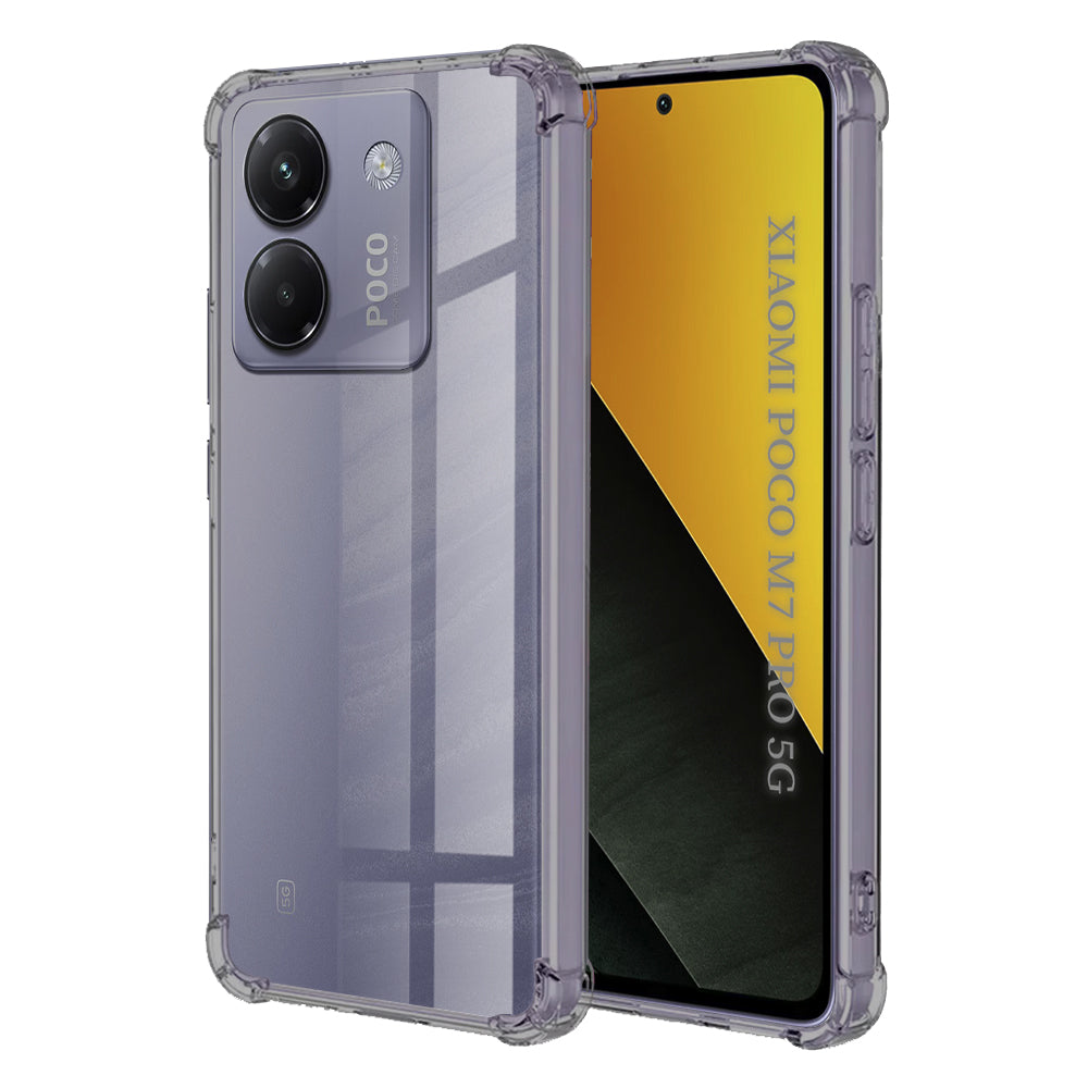 Husa de protectie Techsuit Shockproof Clear Silicone compatibil cu Xiaomi Poco M7 Pro 5G, Negru Fumuriu